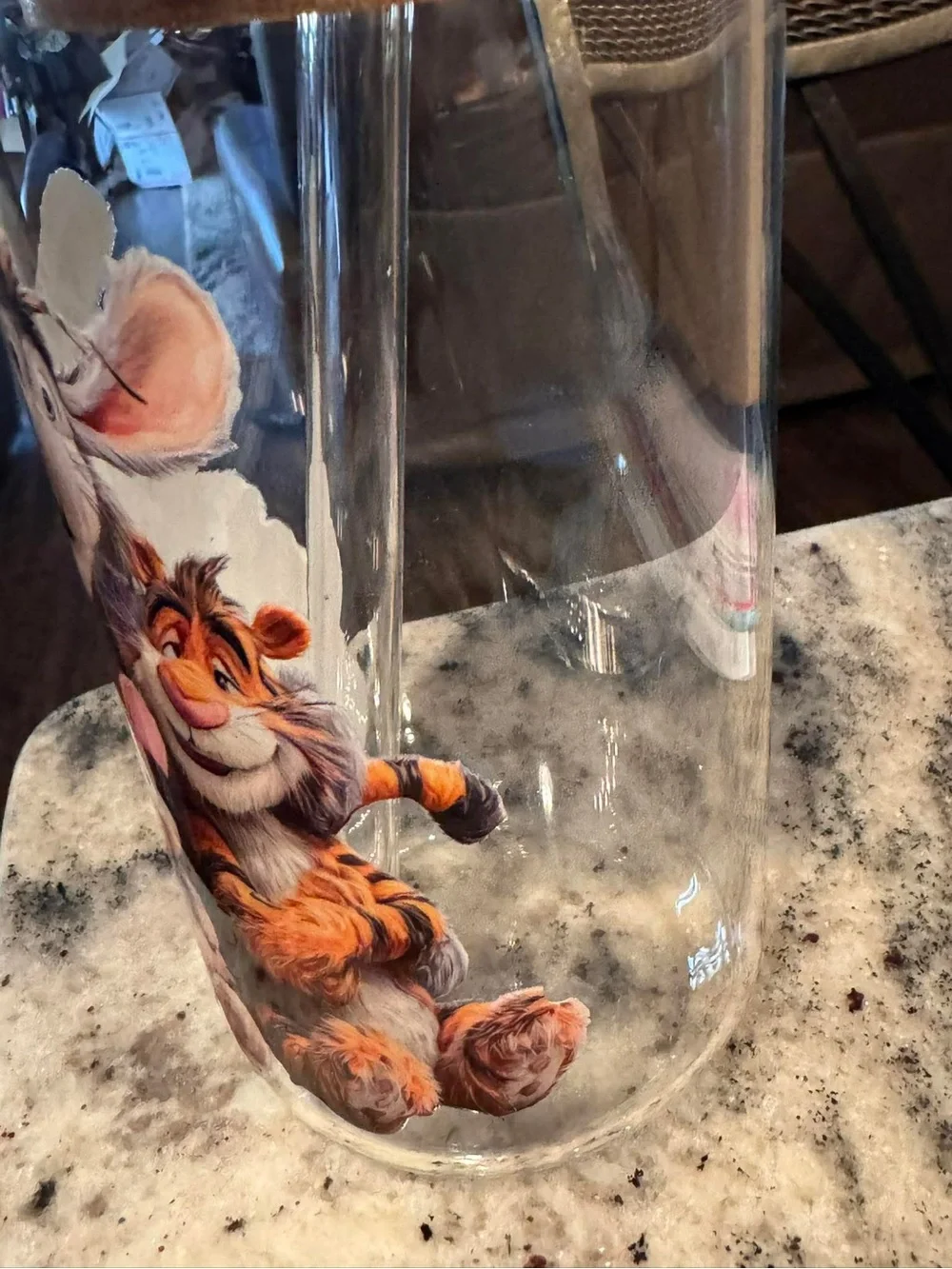 Winnie the Pooh Clear Glass Drinkware with Orange Tiger Illustration